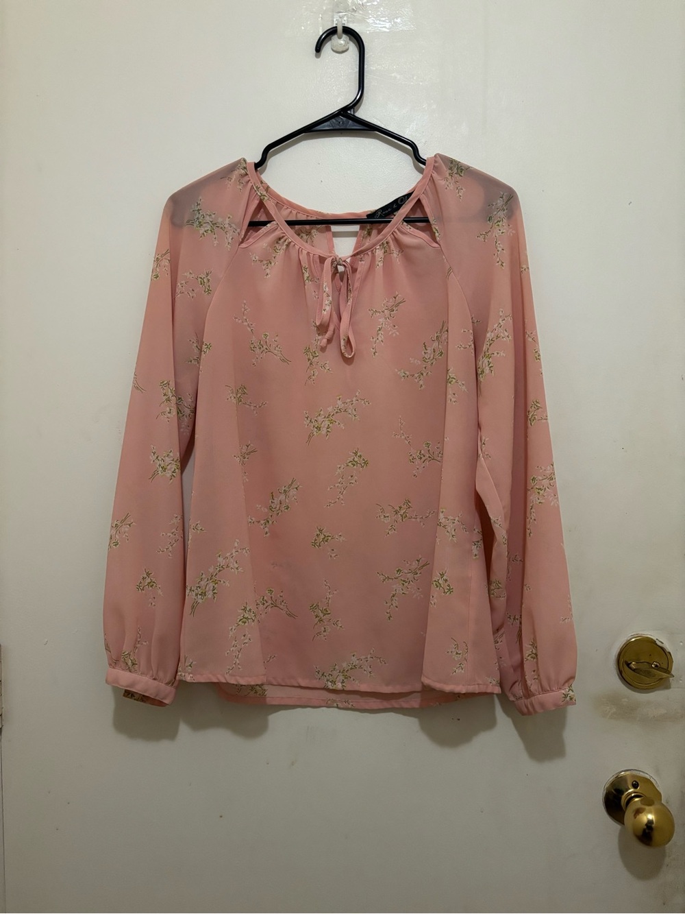 Rose & Olive Pink Floral Long Sleeve Blouse Size Medium